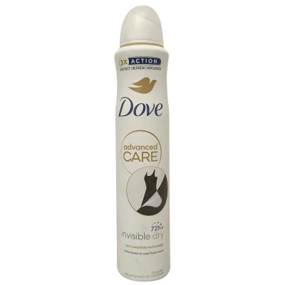 Dove deodorant spray 200 ml. Advanced care invisible dry.