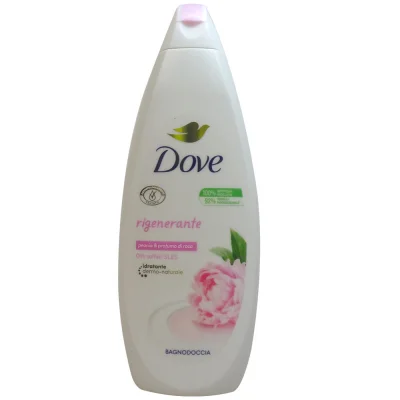 Dove bath gel 600 ml. Regenerating peony and rose perfume.