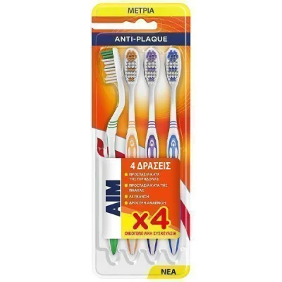 AIM TOOTHBRUSH ANTIPLAQUE 4pcs