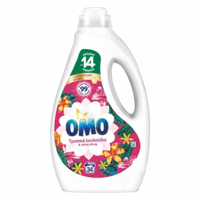 OMO LIQUID LAUNDRY DETERGENT 34w 1,53lit TROPICAL FLOWERS