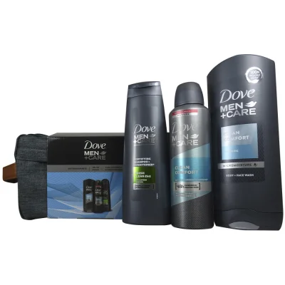 Dove toiletry bag. Gel 400 ml. + deodorant 200 ml. + shampoo 250 ml.