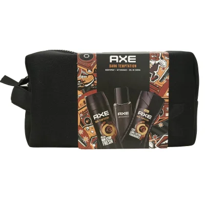 AXE Dark Temptation toiletry bag. Bodyspray 150 ml. + aftershave 100 ml. + gel 250 ml.