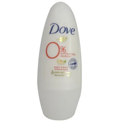 Dove roll-on deodorant 50 ml. Peach & lemon verbena scent.