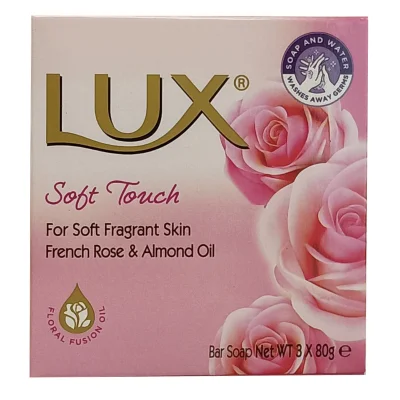 Lux bar soap 3X80 gr. Pink soft aceite de almendras y rosa.