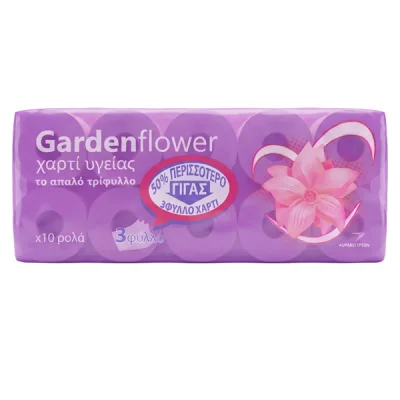 GARDEN FLOWER TOILET PAPER 3PL PURPLE 10 rolls